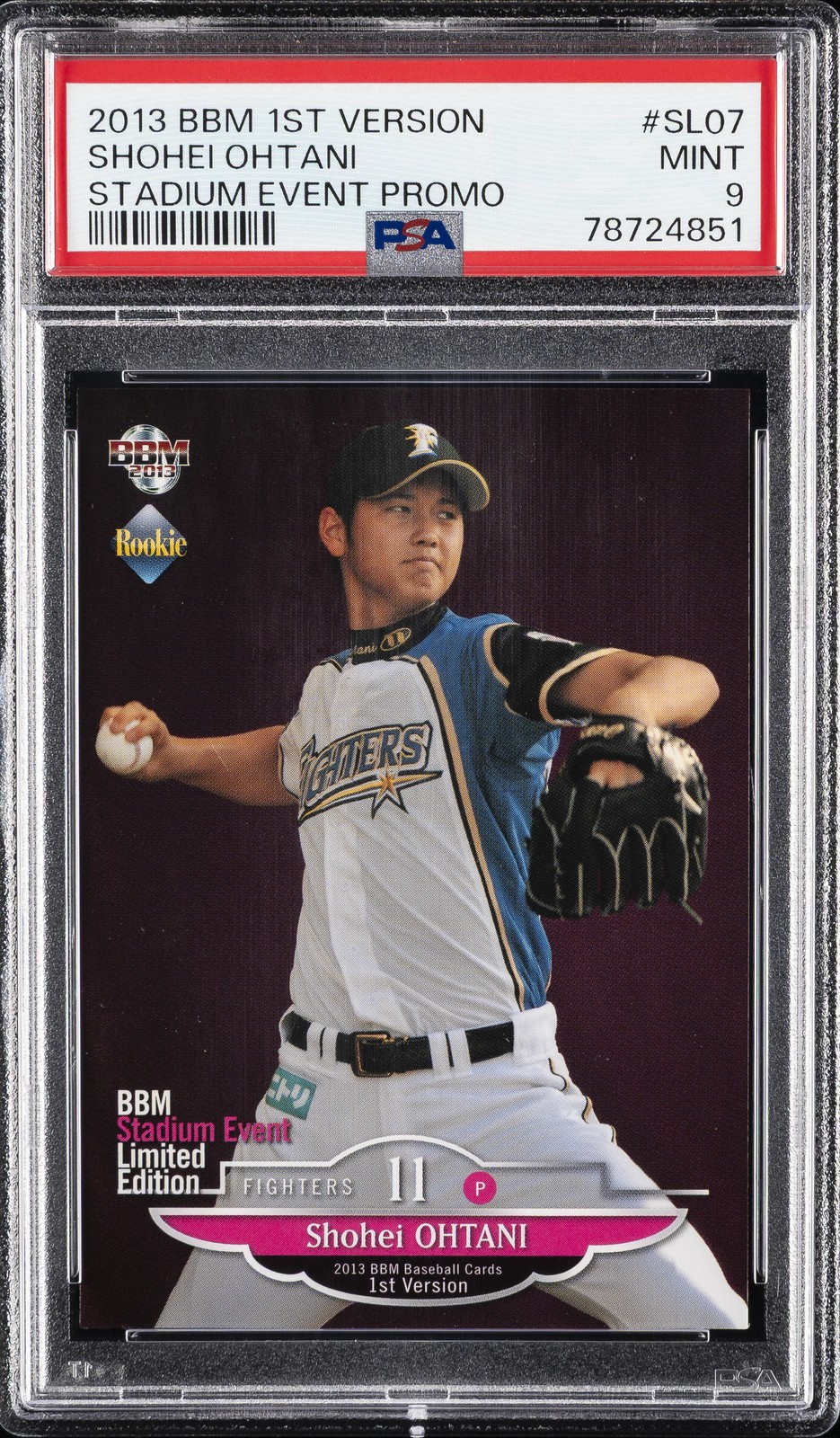 2013 BBM 1ST VERSION STADIUM EVENT PROMO #SL07 SHOHEI OHTANI PSA 9