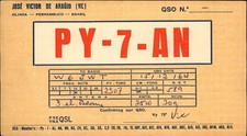 QSL radio card PY7AN 1964 Olinda Pernambuco Brazil J Victor de Araujo Boxes
