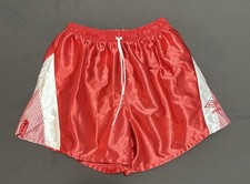 Vintage Umbro 90s Nylon Shiny Shorts Red Football Soccer Running Size Large