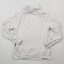 Athleta Sweatshirt Womens Small Beige Funnel Neck Pullover Thumbholes Pockets