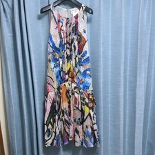 Chanel Sleeveless Dress Goldfish Pattern Pearl Belt Size 42 Used