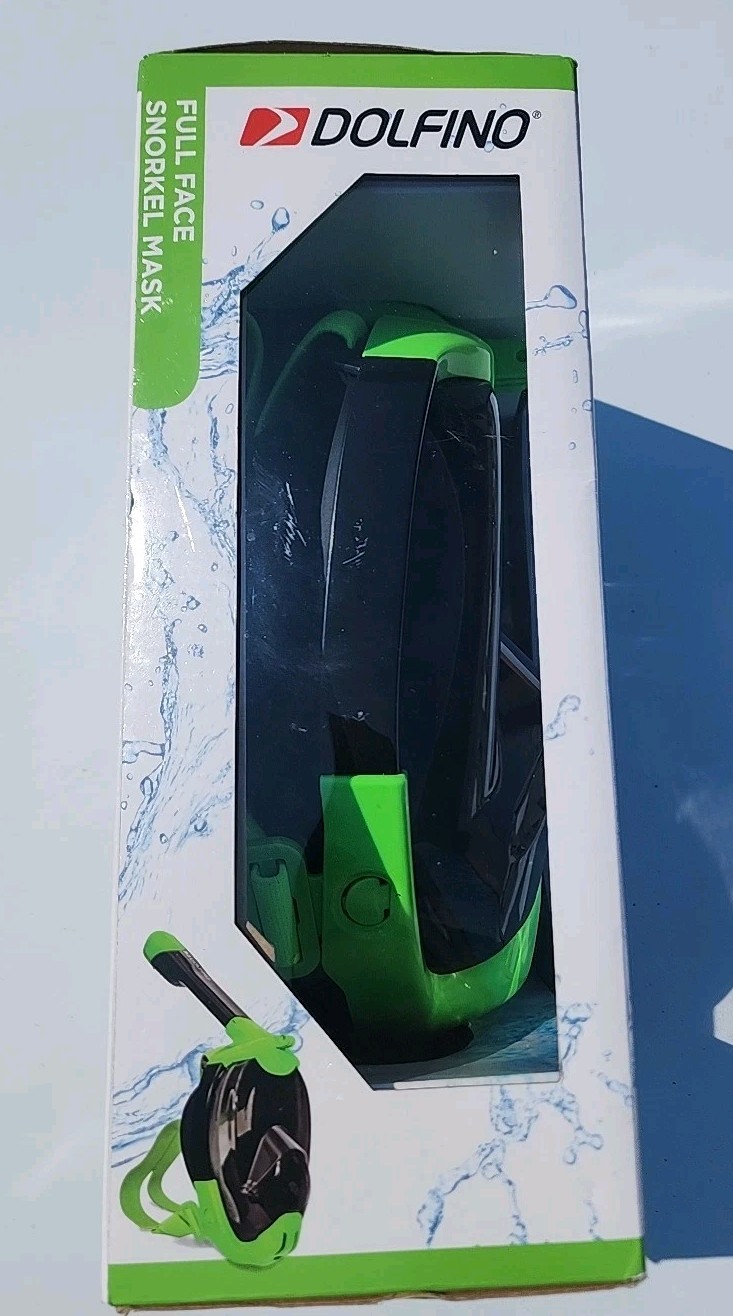Dolfino Adult 12+ Full-Face Tinted Snorkel Mask, Large/X-Large, Green. New