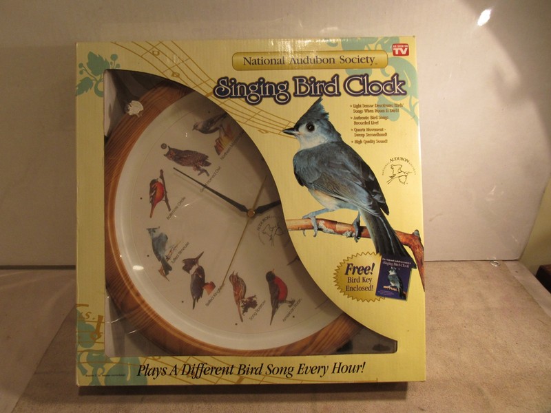 Vintage National Audubon Society Bird Song Singing Sounds Wall Clock NIB