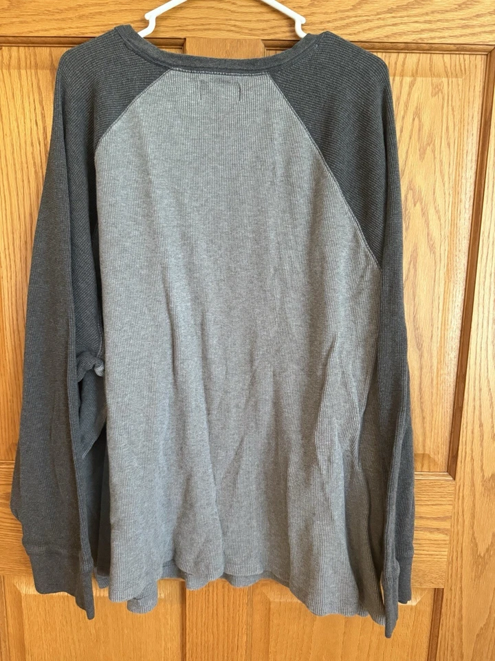The Foundry Gray Thermal Waffle Knit Shirt 5XL Cotton Long Sleeve Base Layer - Image 2 of 4