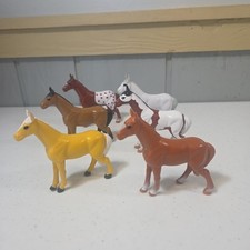Vintage Lot 5 Horse Pony Toys Figures Plastic Paint Appaloosa Quarter Horse Bay