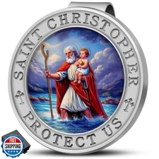 Anwlki Saint Christopher Medal for Car, Colorful 3D Relief St Christopher Vis