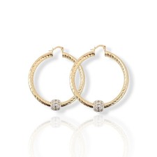 Chunky Gold Hoops 9ct Gold Guilded 50mm Small Gold Twist Earrings With Balls