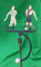 Rare Antique Two-Sided Hand-Painted "Soccer Players with Moving Ball" Whirligig