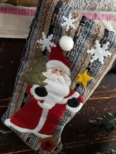Christams Stocking 18in Length 8in Width Applique Santa Claus on Tapestry