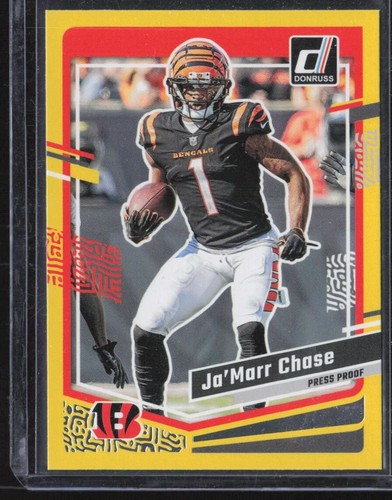 2023 Donruss #56 Ja'Marr Chase Press Proof Yellow Cincinnati Bengals