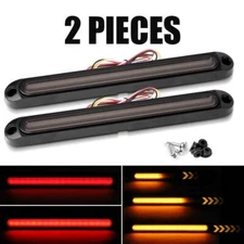 2X 10" LED Truck Trailer Brake Flowing Turn Signal Tail Light Bar Strip DRL Stop