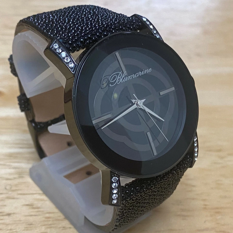 Blumarine Vera Pelle Leather 30m All Black Steel Analog Quartz Watch~New Battery - Image 3 of 4