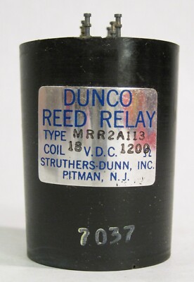 Struthers Dunn Dunco Vintage Reed Relay MRR 2A113 Coil 18 1200 7037