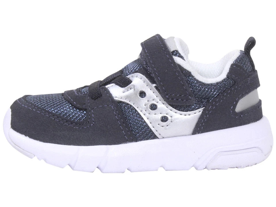 Saucony Niño Pequeño/Niño Pequeño Jazz-Lite-2.0 Tenis Gancho/Bucle Zapatos Azul Marino/Plateado Foto 3 de 4