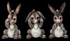 Drei lustige Esel Figuren - Nichts Böses - Tierfigur Fantasy Dekofigur 11,5cm