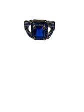 Blue Sapphire Black Rhodium Plated Engagement Ring Size 7 Women  s