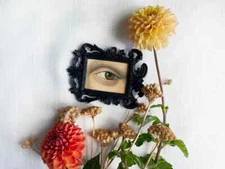 Antique Small Oil Lover's Eye Painting - Vintage Painting - Victorian Decor