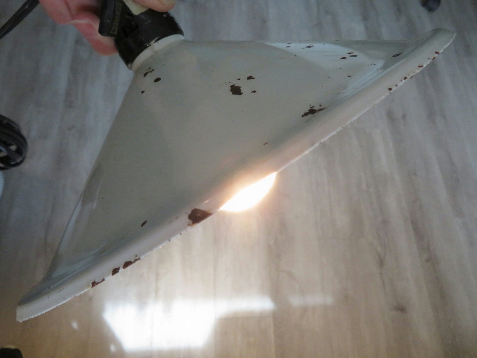 Vintage Hanging Light White Metal Industrial Rustic Farmhouse Lighting