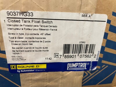 SQUARE D CLOSED TANK FLOAT SWITCH 9037HG-33 (New in sealed box)