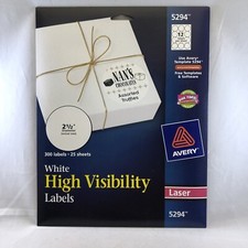 Avery High Visibility 2.5" Round Labels 300 Pack 5294 White Laser Circle
