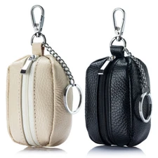 2 Pack Womens Leather Coin Change Purse Mini Wallet Zip Pocket Bag with Key Ring