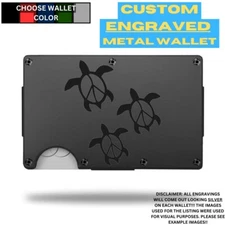 Sea Turtle Laser Engraved Onto An Aluminum Wallet