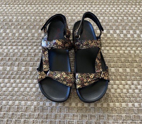 Sandali ALEGRIA Hennè Slingback Vegan Platform 42/11,5 - 12 Nero Oro Floreale - Foto 3 di 10
