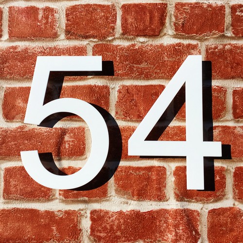 HOUSE NUMBER LETTER Arial Acrylic Large Floating Stylish Modern Gloss Black DIY - Picture 5 of 74