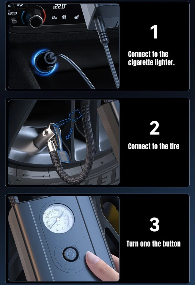 Portable Air Compressor 12V 150 PSI Air Pump for Car, Motorcycle, Bicycle, Balls - Image 3 of 4