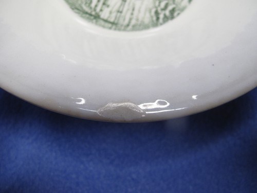 Vintage Homer Laughlin/PASTORAL GREEN Saucer/ Bowl/H 56 N 6/Country Winter Pict. - Picture 9 of 13