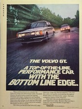 Vintage Print Ad 1980 Volvo GT Silver Car Wet Road Safe Performance **See Descr*
