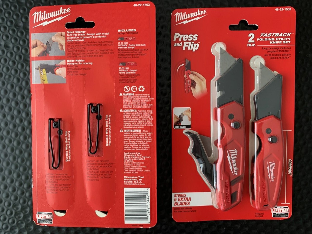 MILWAUKEE PRESS & FLIP FASTBACK FOLDING UTILITY KNIFE W/ BLADE
