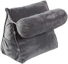 Wedge Shaped Backrest Pillow with Detachable Bolster for Watching TV and Reading