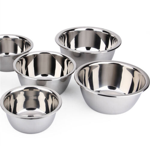 Stainless Steel Bowl DIY Cake Bread Salad Mixer Dinner Round Soup Rice Bowl - Picture 1 of 15