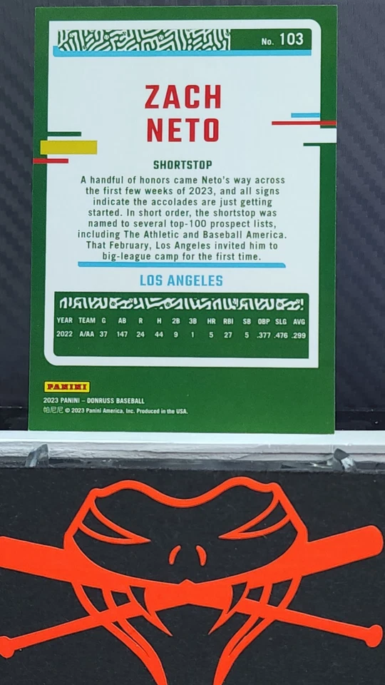 Zach Neto - 2023 Donruss ON FIRE SP /75 #103 - Angels RC - Image 2 of 2
