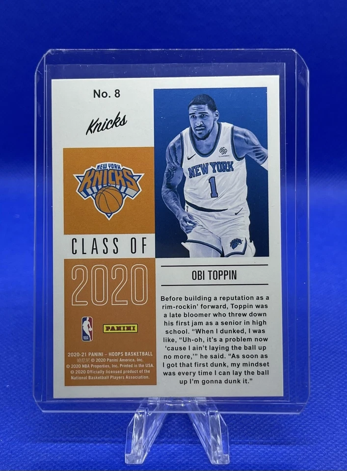 2020-21 Nba Hoops Obi Toppin #8 Class Of 2020 HOLO Insert Card - New York Knicks - Image 2 of 2