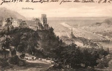 The Mountains And Temple Heidelberg Germany Vintage Postcard Picturesque View
