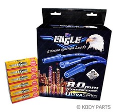 IGNITION LEADS & NGK SPARK PLUGS - for Jaguar 6cyl 4.2L XJ6 Eagle 8.0mm