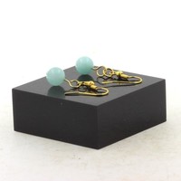 Steine Und MinéRaux. Ohrringe 1 Perle Amazonit 8 MM Stahl Golden