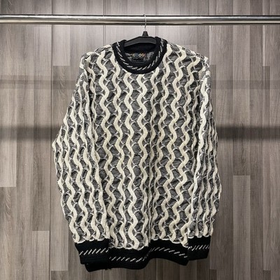 Authentic Vintage Coogi Australia 3D Abstract Knit Mens Sweater Size L Wool