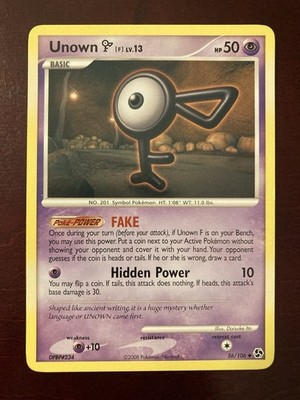 Unown F 56/106 Great Encounters Regular Non-Holo Uncommon 2008 Pokemon TCG Card