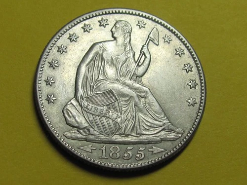 1855-O SEATED LIBERTY HALF DOLLAR NICE COIN HIGH GRADE AU