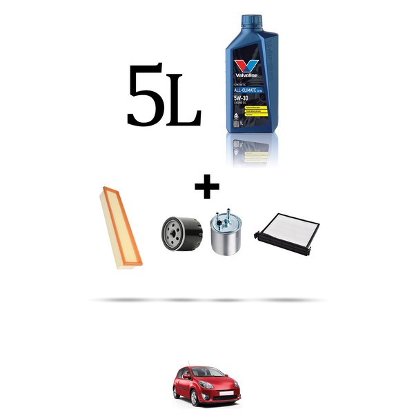 Hoffcar Servicekit 4 Filter Und 5L ÖL FüR Renault Twingo II 1.5 Dci 48Kw Ab-image