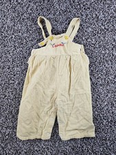 Vtg 1970s Toddlers Sz 2T Light Yellow Corduroy Overalls Embroidered Lovable
