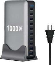 1000W USB C Fast Charger Block, 10 Ports GaN IV Pro USB Chagring Station, 140W P
