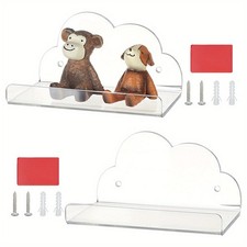 4sets Cloud Acrylic Wall Mounted Display Stands Floating Wall Shelf with Screw