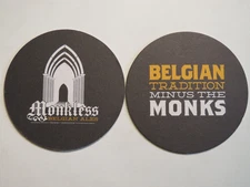 Beer Collectible Coaster: MONKLESS Brewer Belgian Ales ~ Bend, OREGON Breweriana