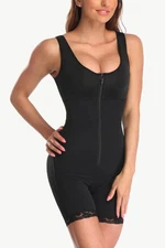 Bona Fide Fashion - Full Size Zip-Up Lace Detail Shapewear - Women Fashion
