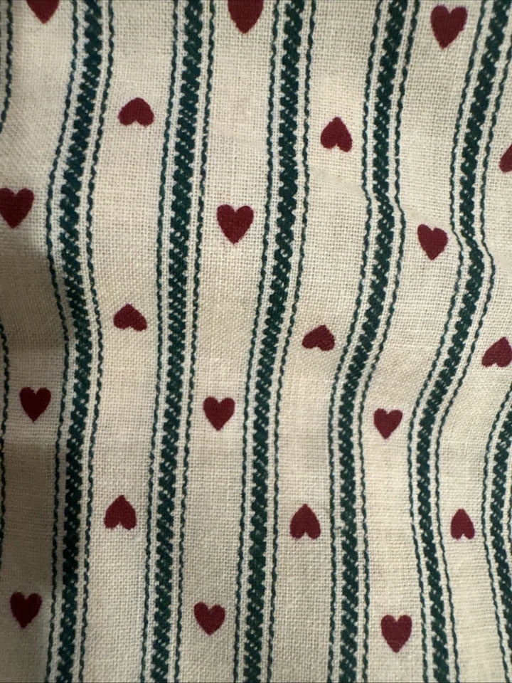 Vintage Striped Hearts & Ticking Stripes Beige Unbranded Cotton by the HALF YARD - Image 2 of 3
