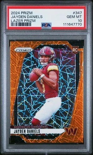 2024 Panini Prizm Lazer #347 Jayden Daniels: Washington Commanders RC PSA 10
